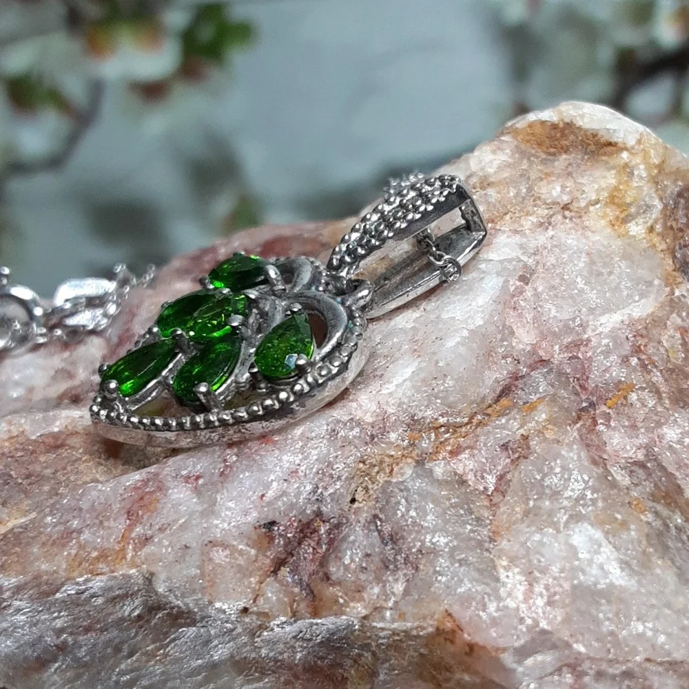 925 Genuine Chrome Diopside Heart Pendant And Chain. Price Is Firm. - Picture 4 of 8